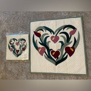 Elegant Heart Pattern Quilted Wall Art and pillow case 2pc